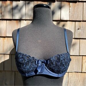 VTG Y2K Victoria's Secret Sheer Balconette Bra in Navy, 34A